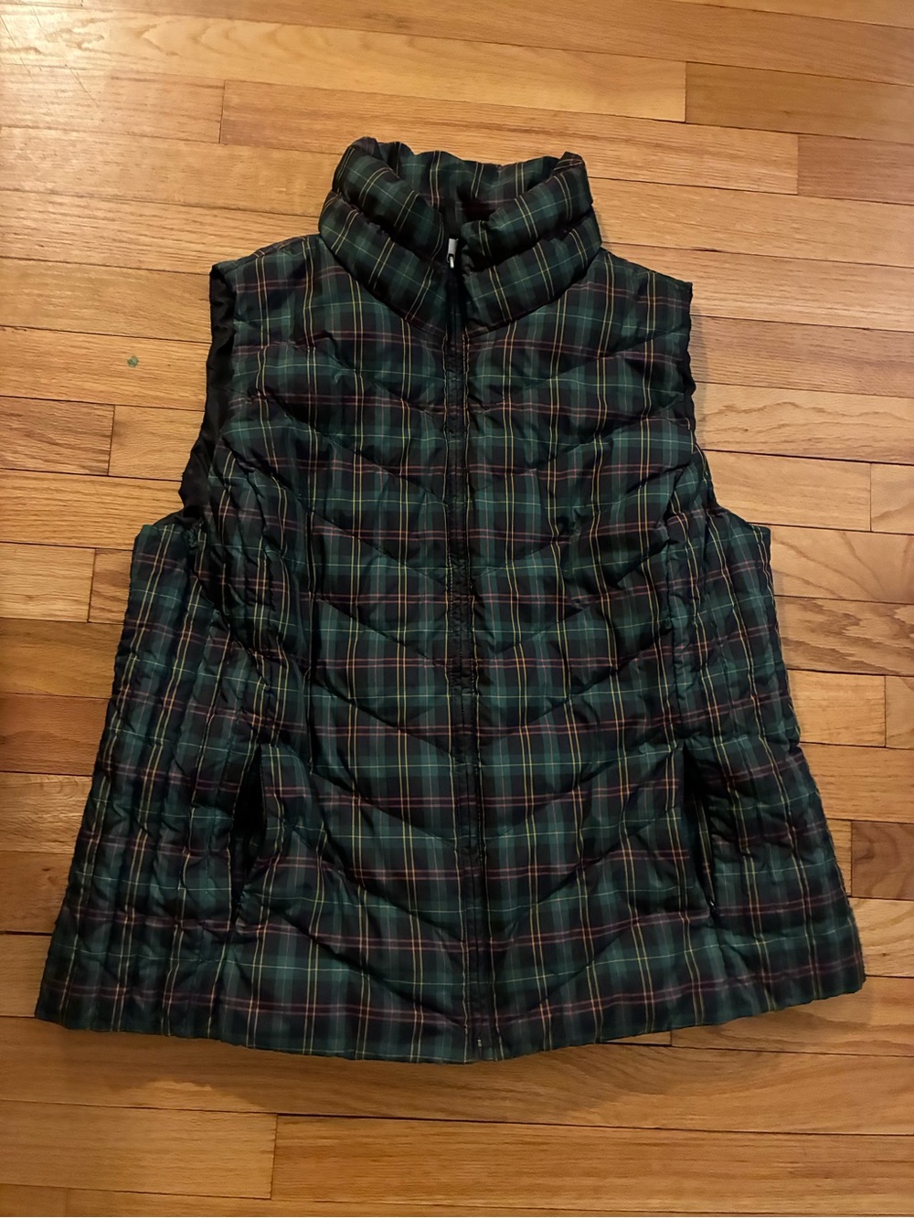 Talbots Green Plaid Quilted Vest